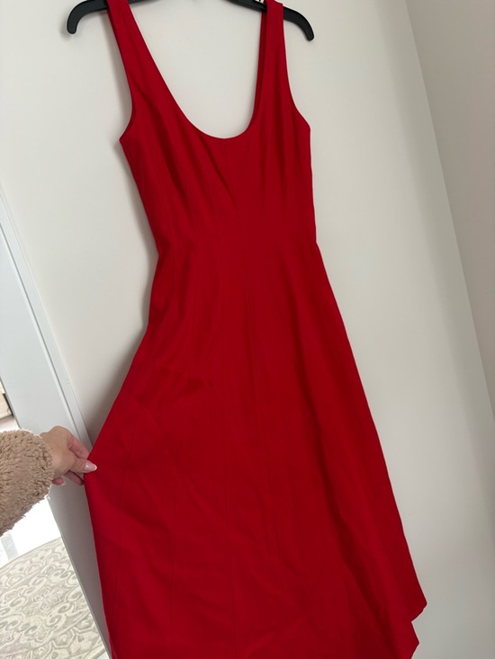 NWT $330 BR Banana Republic Structured Red Seamed Scoop Neck Midi Dress Size 4 - Picture 5 of 10